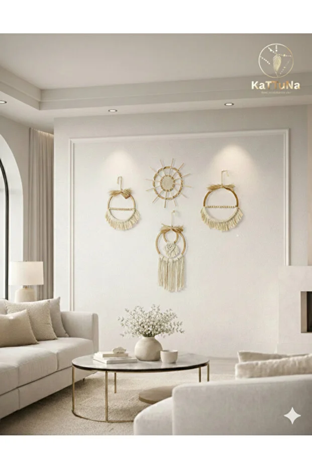 Bohem Makrome Duvar Dekorasyon Ürünü 4’lü Set